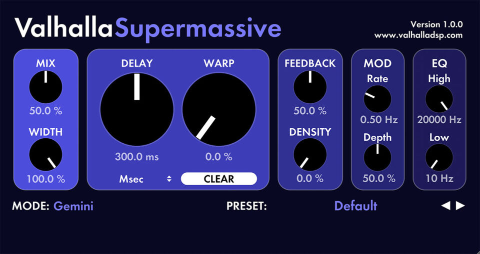 Valhalla Super Massive a free vst plugin